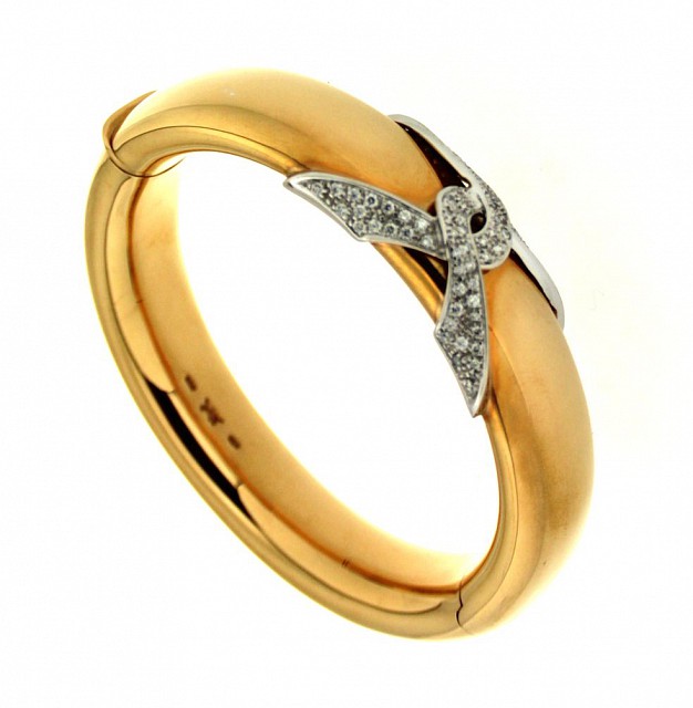 Bracciale Schiava in oro giallo con intreccio di diamanti - MAXART