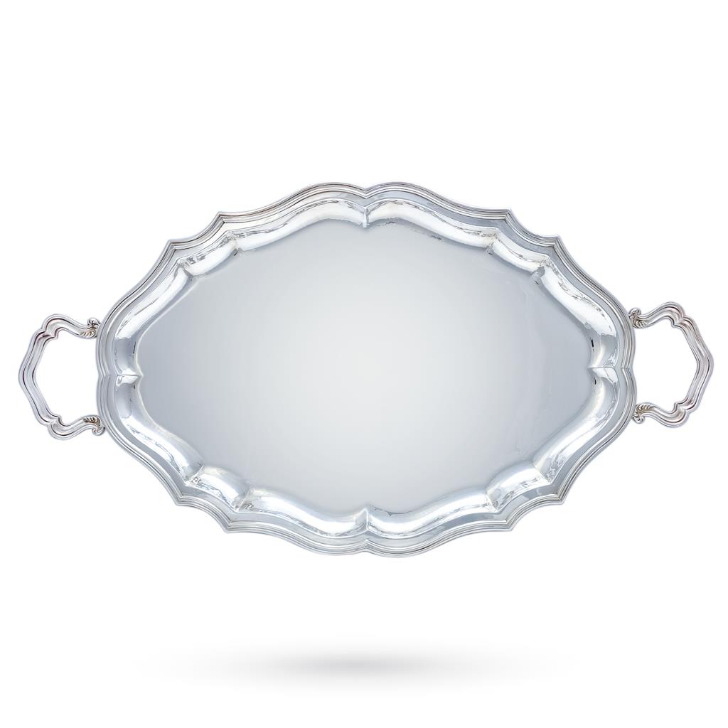 Oval tray with handles style 700 silver 31x56cm - UNBRANDED