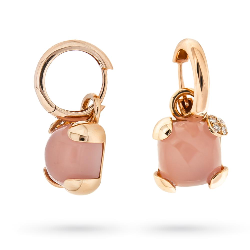 Orecchini pendenti quarzo rosa oro diamanti - LUSSO ITALIANO