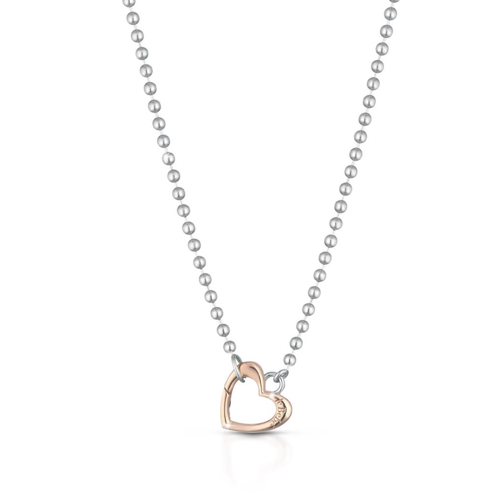  Silver necklace and rose gold heart-shaped clasp - LE BEBE