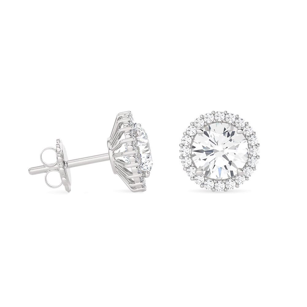  Orecchini Oro Bianco Diamante 0,50 Carati Lab-Grown E Contorno - AMA
