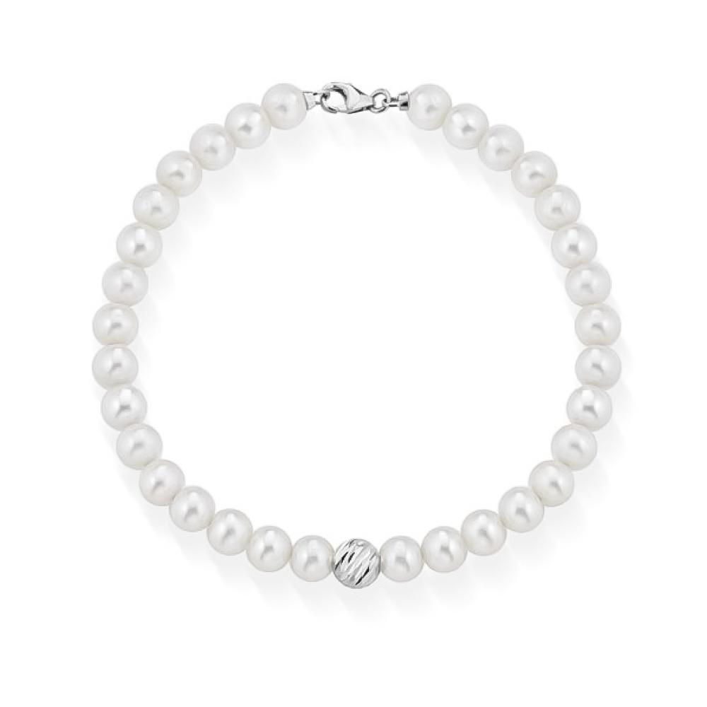 Bracciale di perle coltivate &Oslash; 5-5,5 ed elemento d'oro - LELUNE