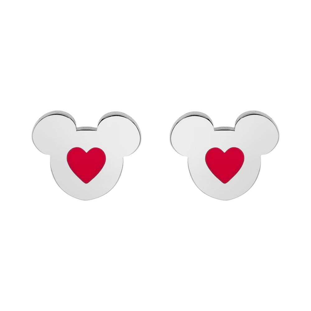 Orecchini Disney Mickey Mouse acciaio cuore smalto rosso - DISNEY