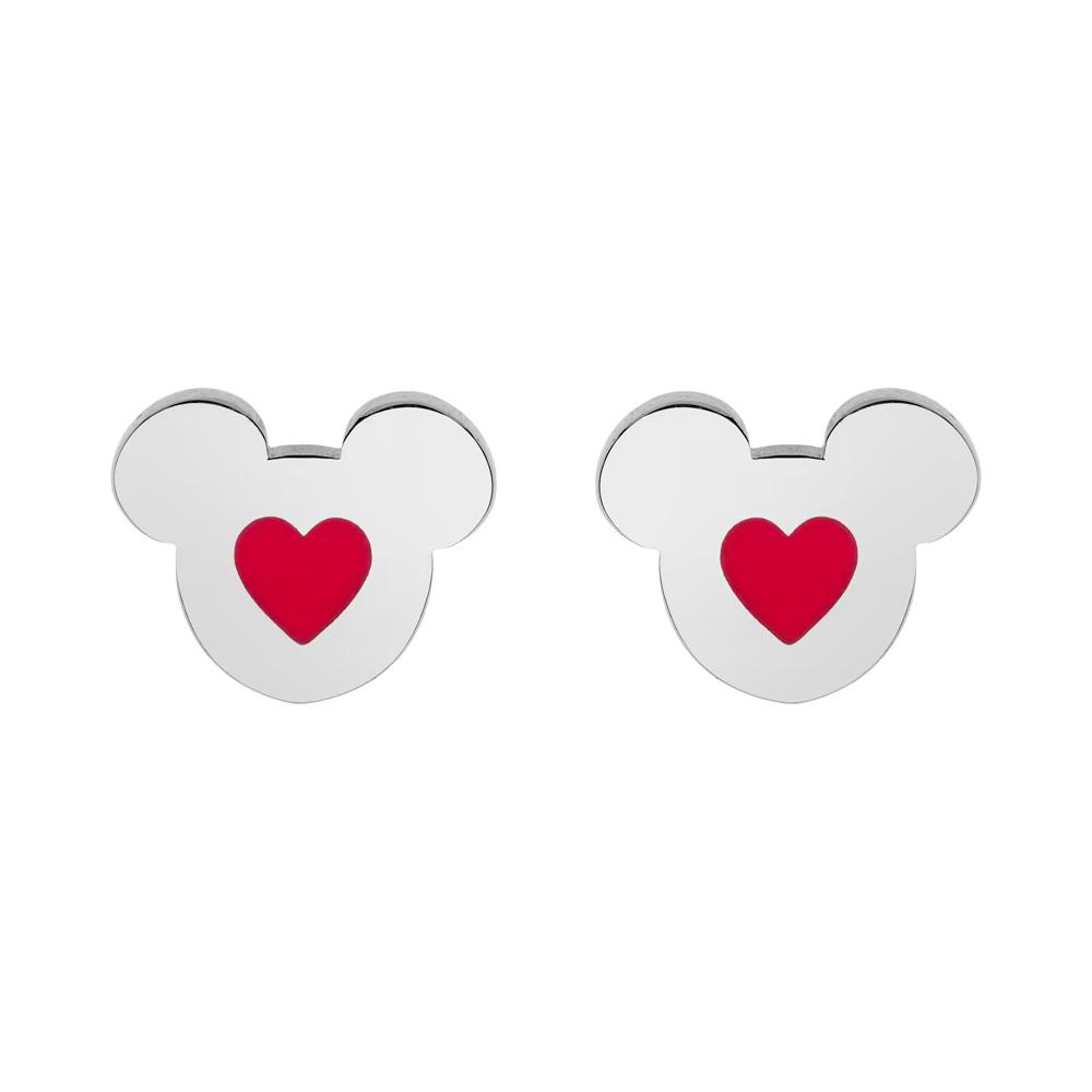 Orecchini Disney Mickey Mouse acciaio cuore smalto rosso - DISNEY