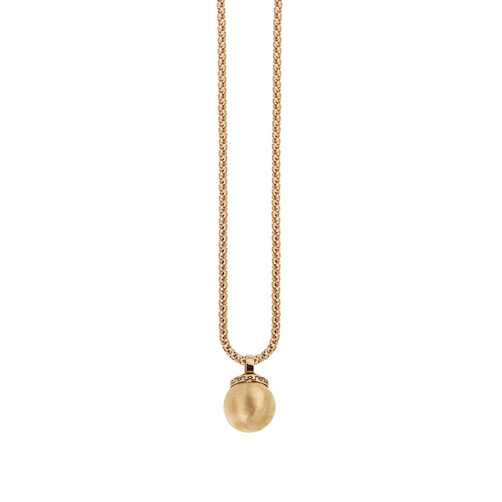 Rose gold chain with satin-finish pendant sphere 45 cm - LUSSO ITALIANO