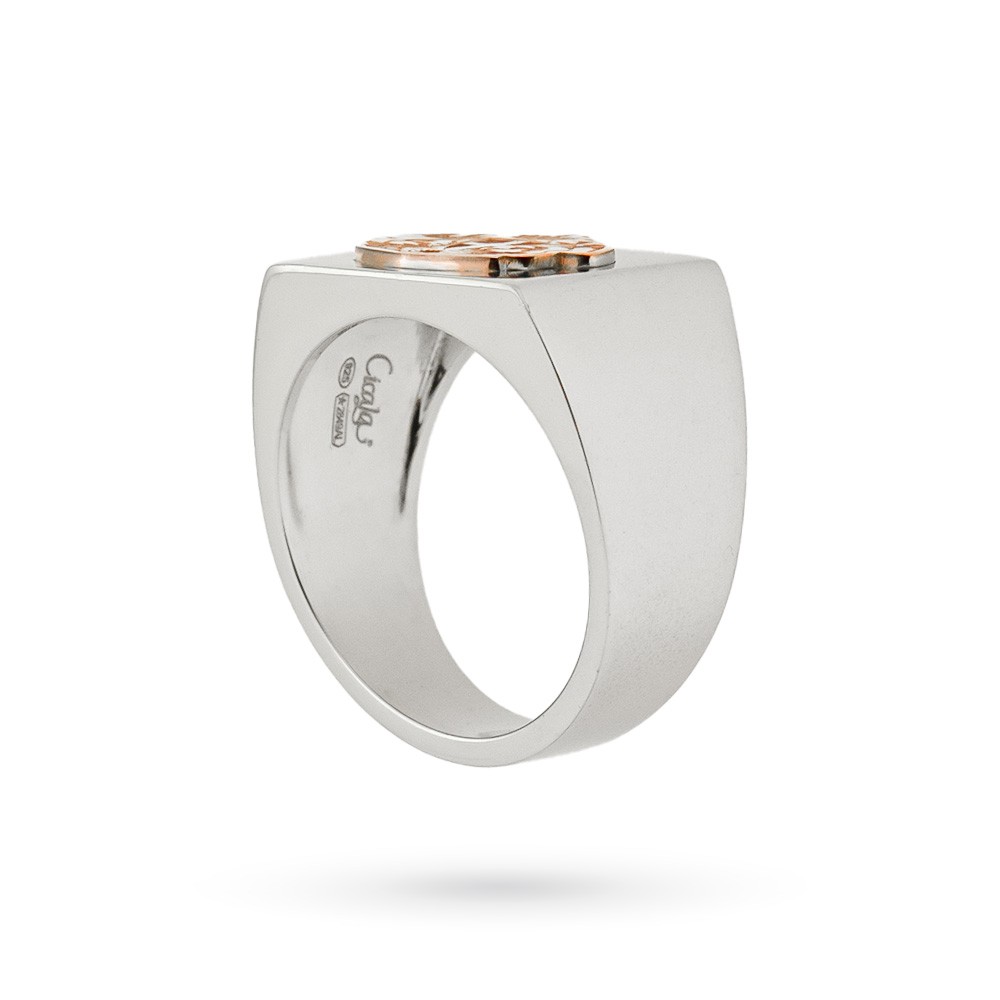  Anello di Genova in argento e oro rosa con stemma ufficiale - CICALA