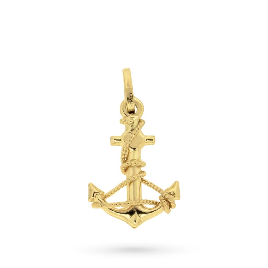 Ciondolo ancora marina con cima in oro giallo  - LUSSO ITALIANO
