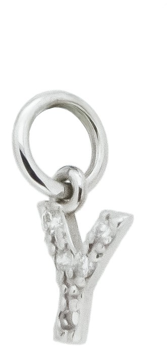 Ciondolo iniziale Y stampatello h 5,30mm oro bianco diamanti - CICALA