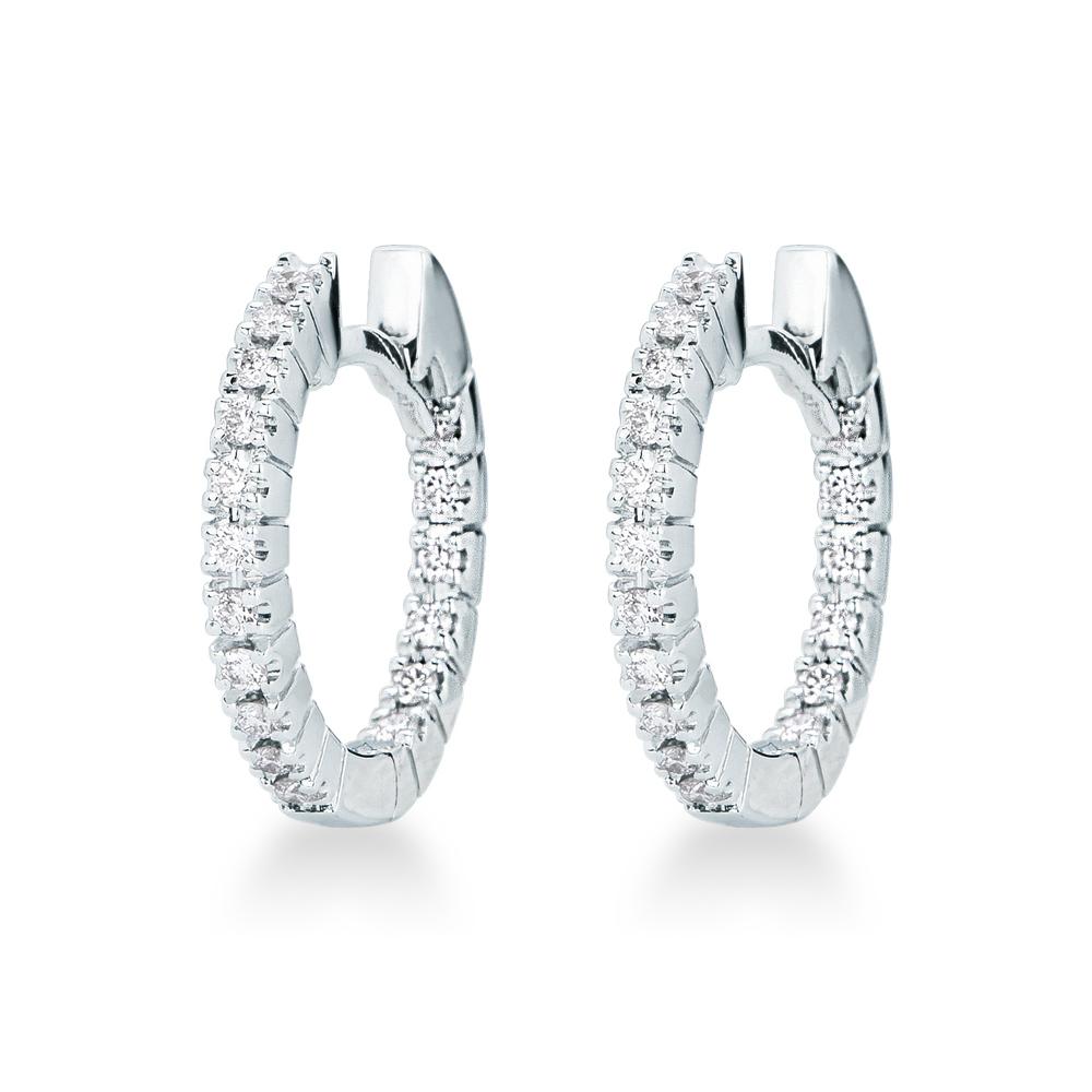 Miore Orecchini Donna Con 34 Diamanti 0,19 Ct – Oro Bianco 9K/375, Certificati, Confezione Regalo Di Lusso