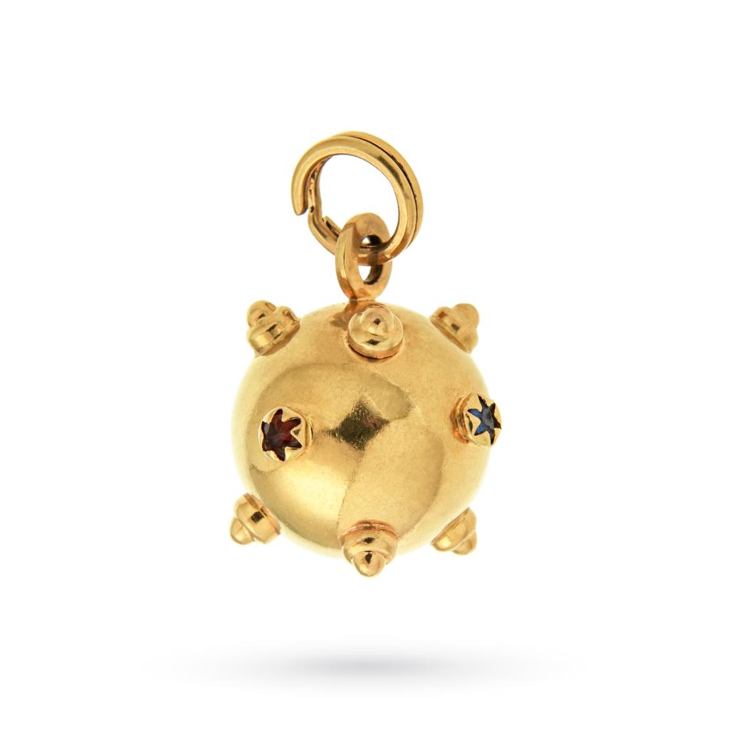 Ciondolo vintage mina oro giallo gemme colorate - 