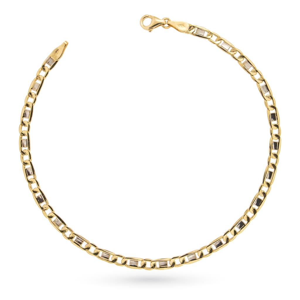 18kt yellow gold chain bracelet with18kt white gold links 20cm - LUSSO ITALIANO