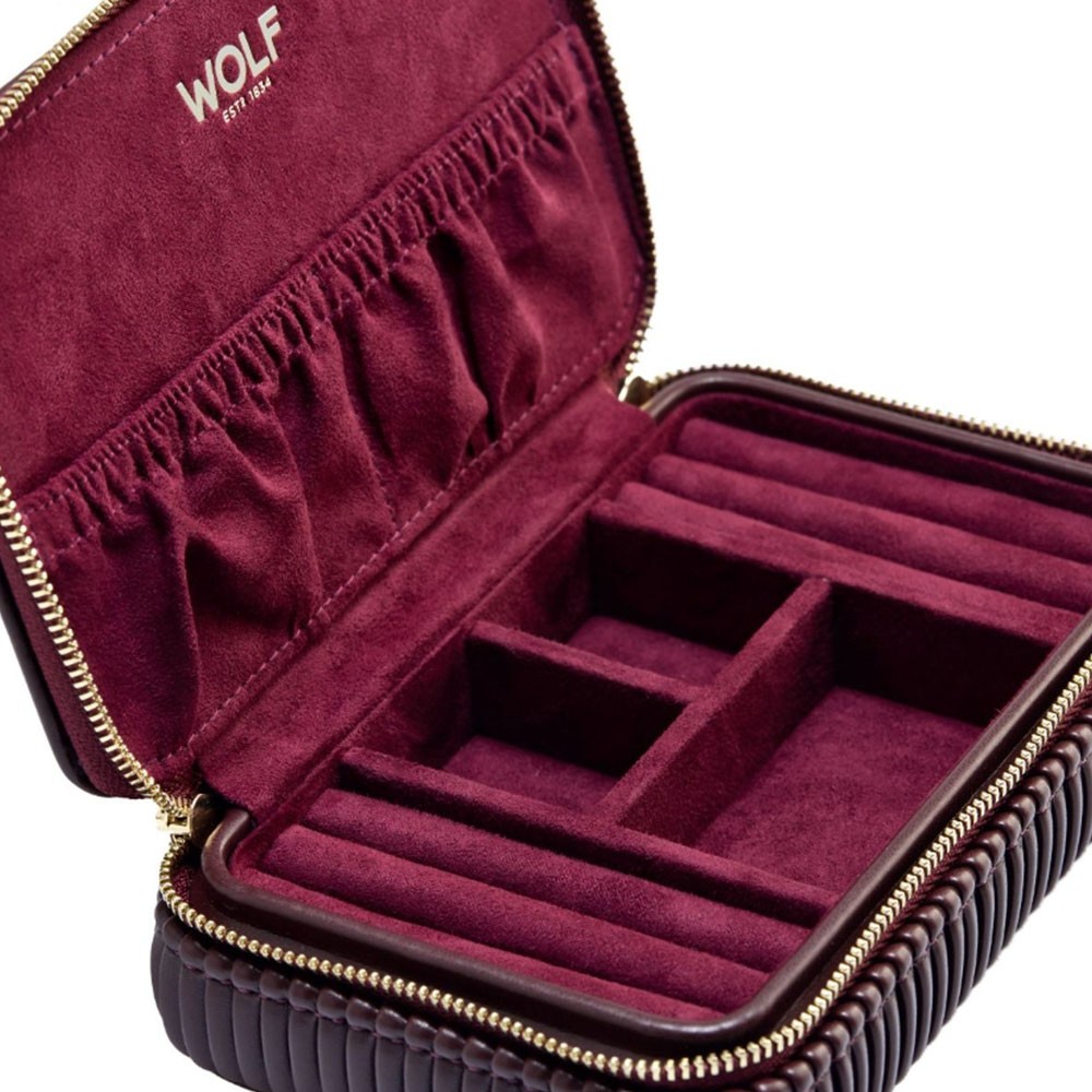 Astuccio per gioielli Wolf Bella Zip Case Bordeaux - WOLF