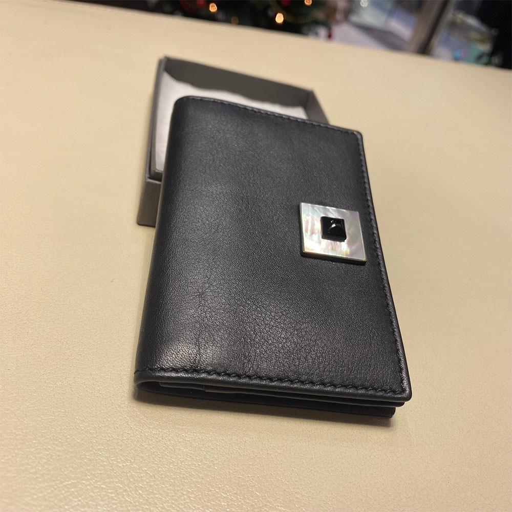  Portabiglietti da visita pelle nera madreperla onice  - ASCIONE