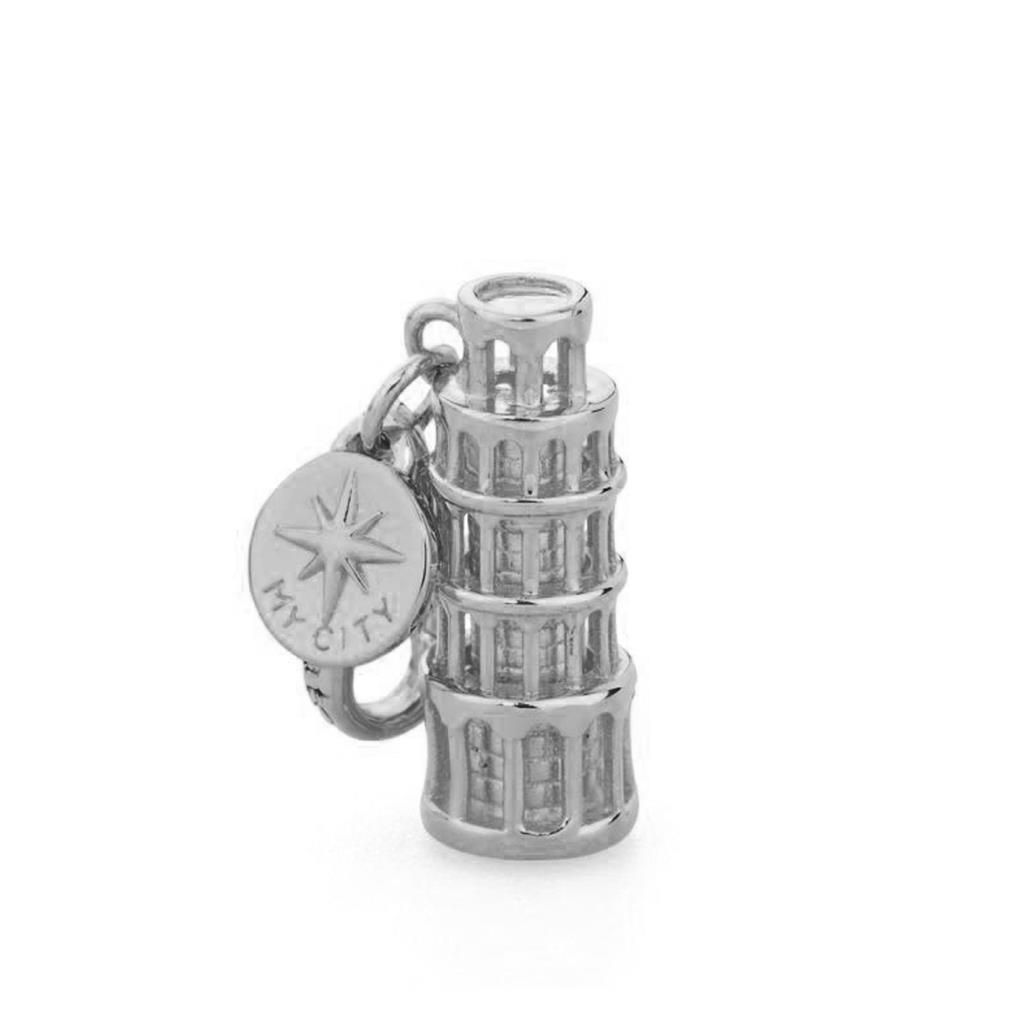 Leaning Tower of Pisa charm in 925 silver with polished surface - ROSATO