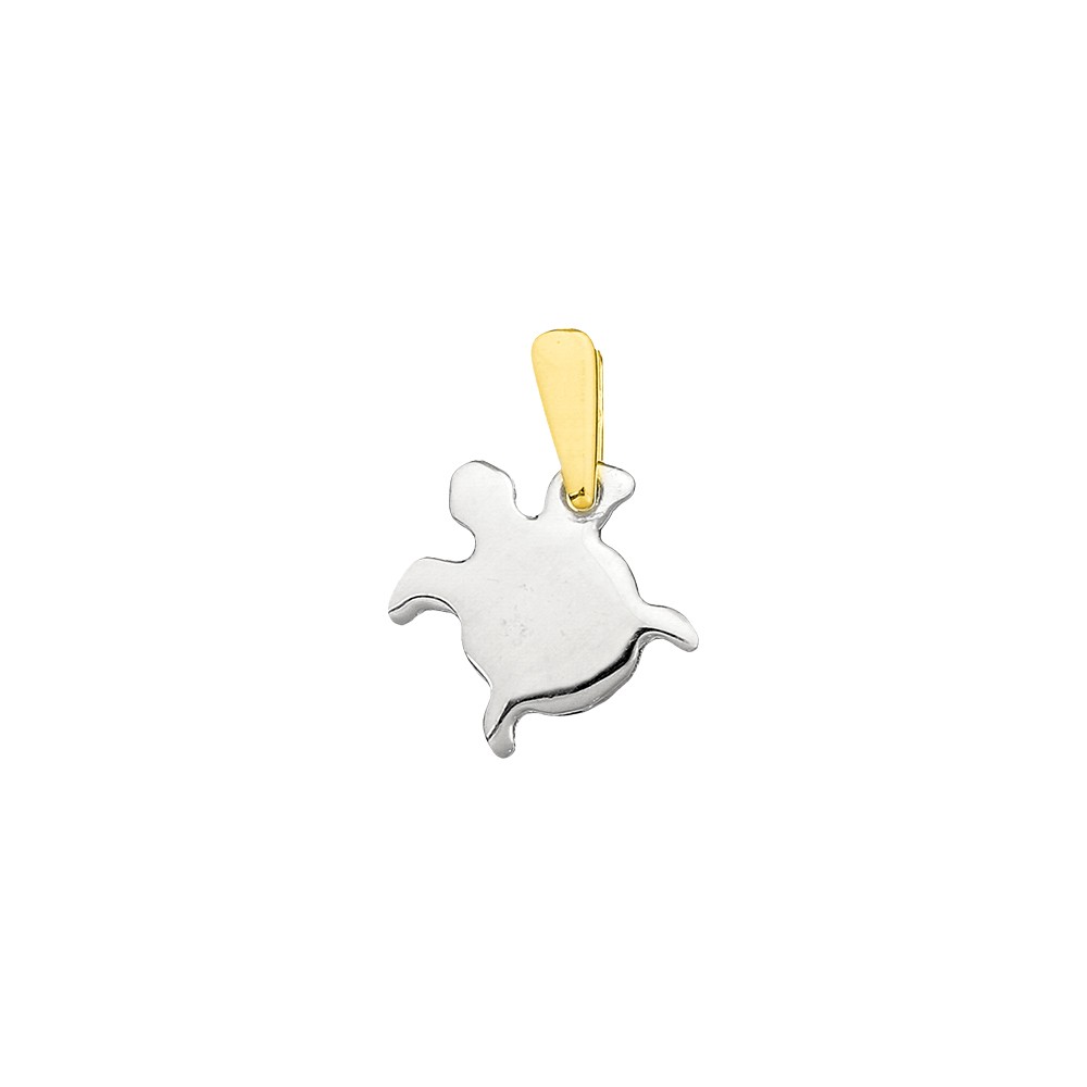 Ciondolo a forma di gallina in argento e oro giallo