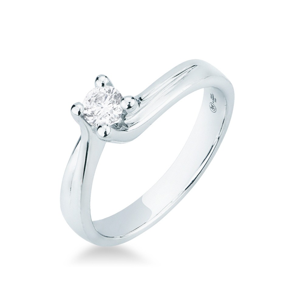 Anello solitario classico Valentino in oro bianco e diamante