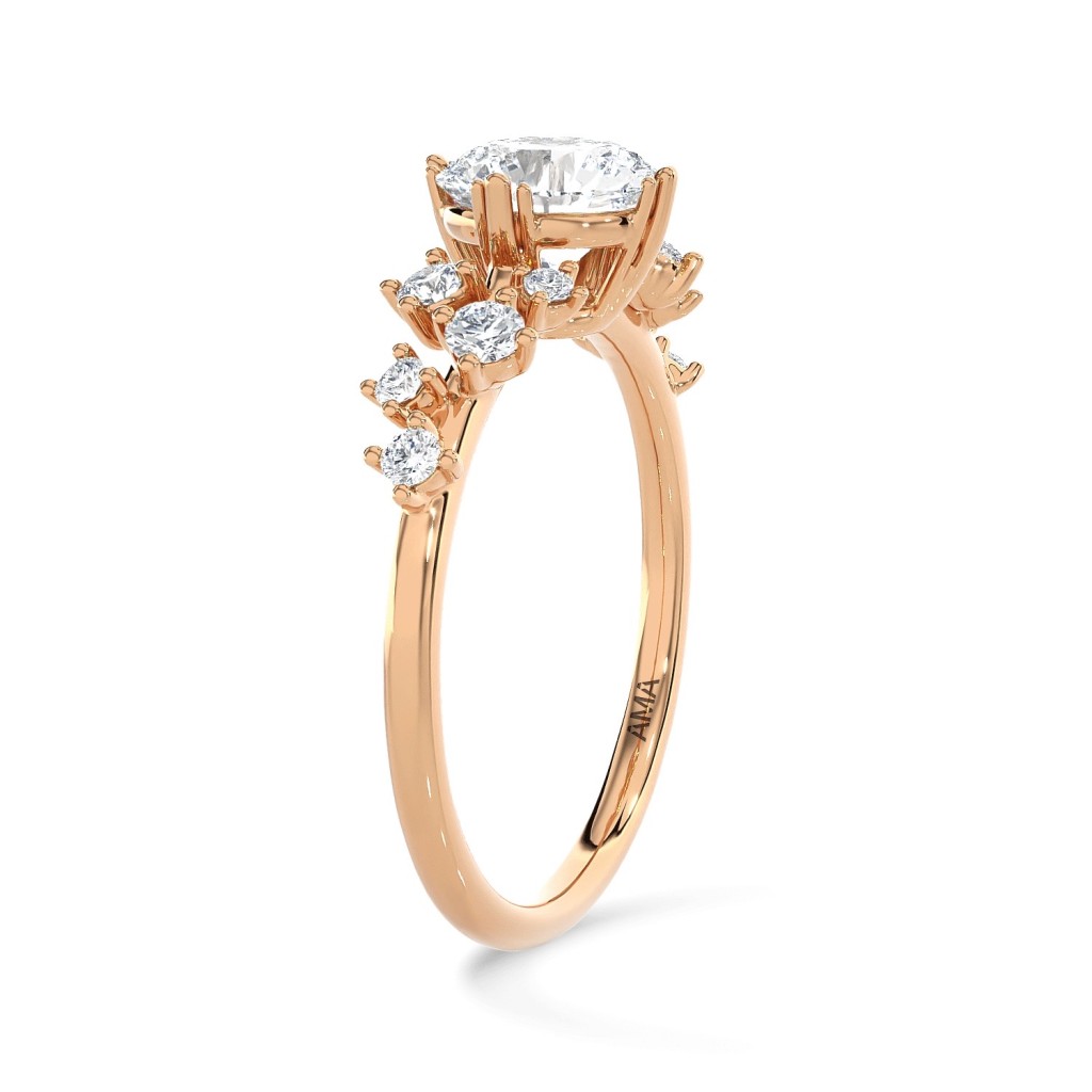  Anello oro rosa diamanti ~1,3 Carati Lab-Grown - misura 20 - AMA