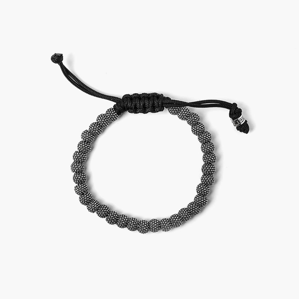 Rope bracelet with round dotted elements in burnished silver Nove25 - NOVE25