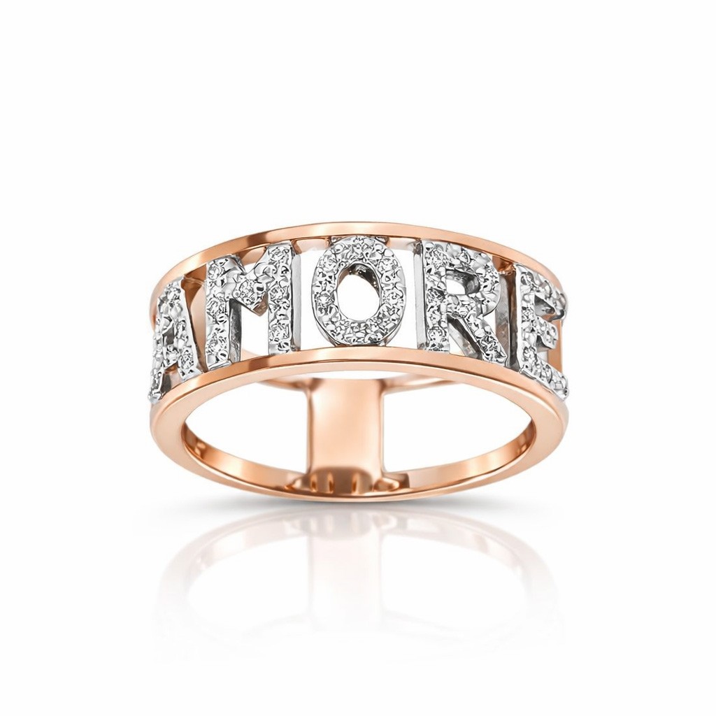 Band ring AMORE white rose gold diamonds - PINOMARINO