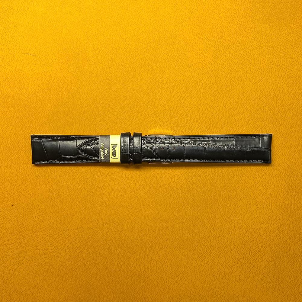 Cinturino pelle alligatore nero opaco 18-16mm - BROS