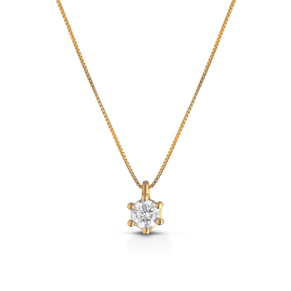  Collana punto luce oro giallo 6 griff con diamante 0,07ct - LELUNE