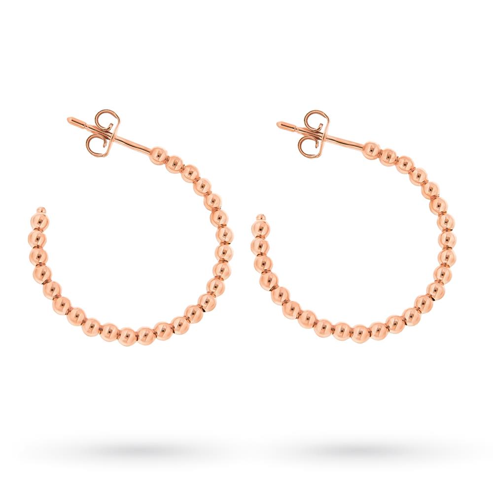 Orecchini cerchietti pallini oro rosa 18kt &Oslash;21,5 mm - LUSSO ITALIANO