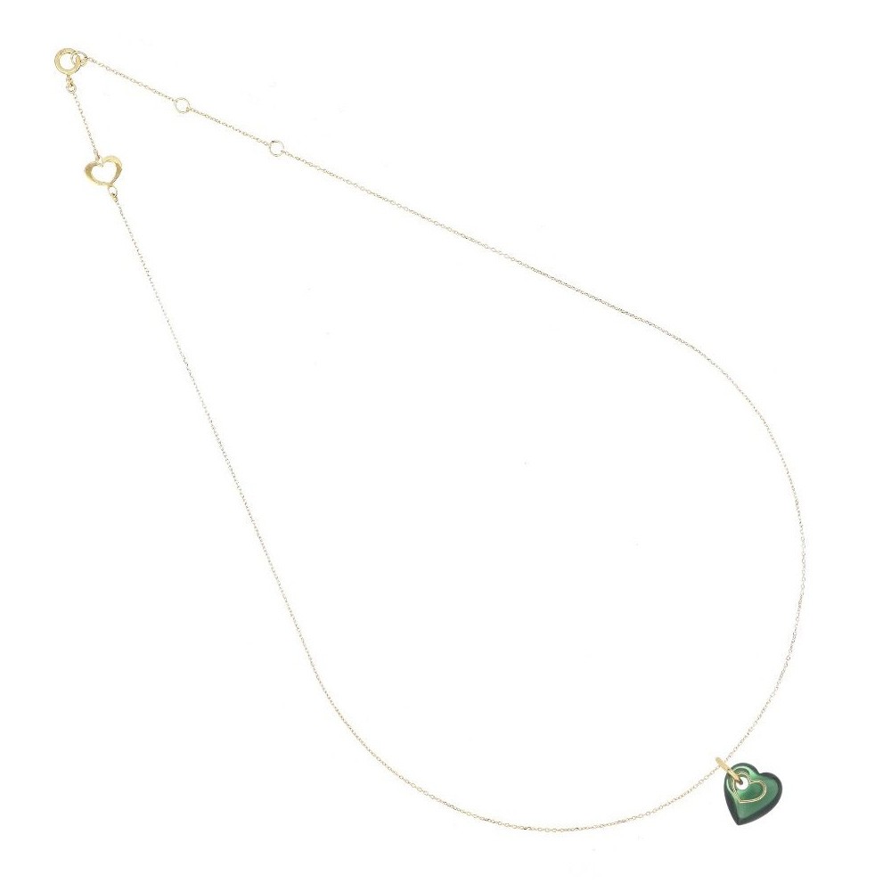 Collana con Cuore Oro 18kt Quarzo Verde - MAMAN ET SOPHIE