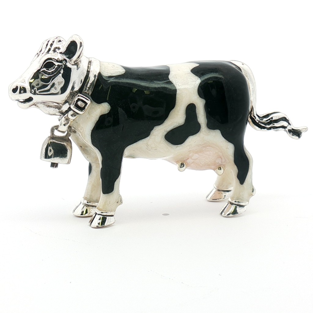  Mucca piccola smaltata Soprammobile Elegante Piccolo ST108-3 - SATURNO
