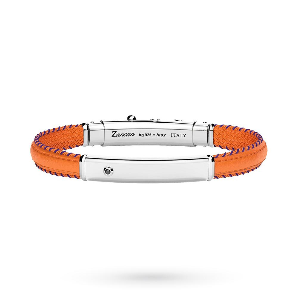 ZANCAN ESB294-AR silver orange leather bracelet - ZANCAN