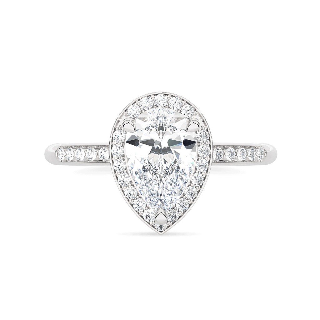  Anello oro bianco con diamante a goccia ~0,7 Carati Lab-Grown - AMA