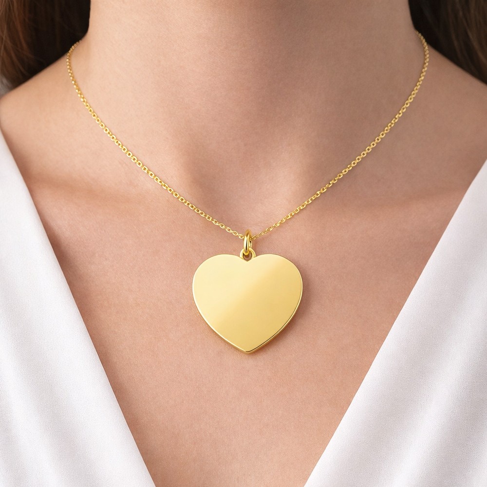 Cuore ciondolo lastra sottile oro giallo 25x25 mm - LUSSO ITALIANO