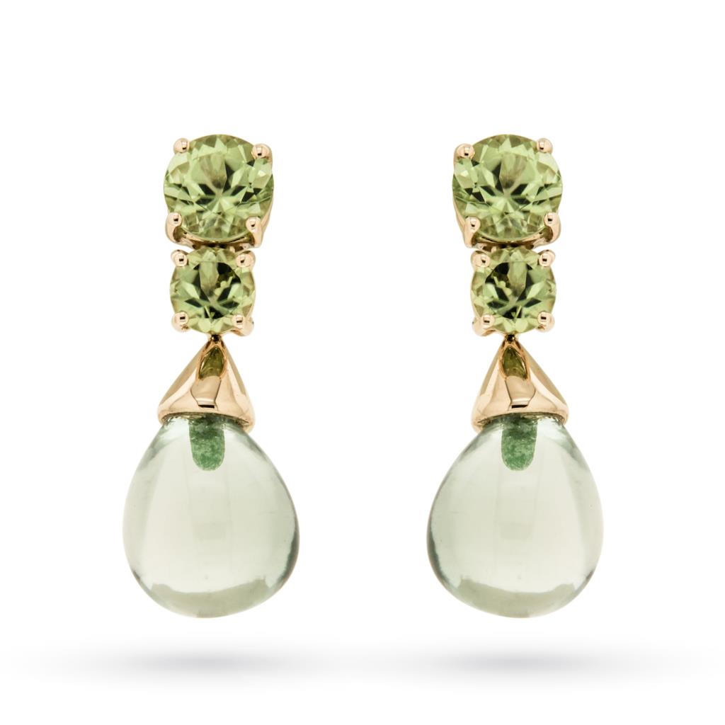 18kt yellow gold earrings with green peridot and prasiolite - LUSSO ITALIANO