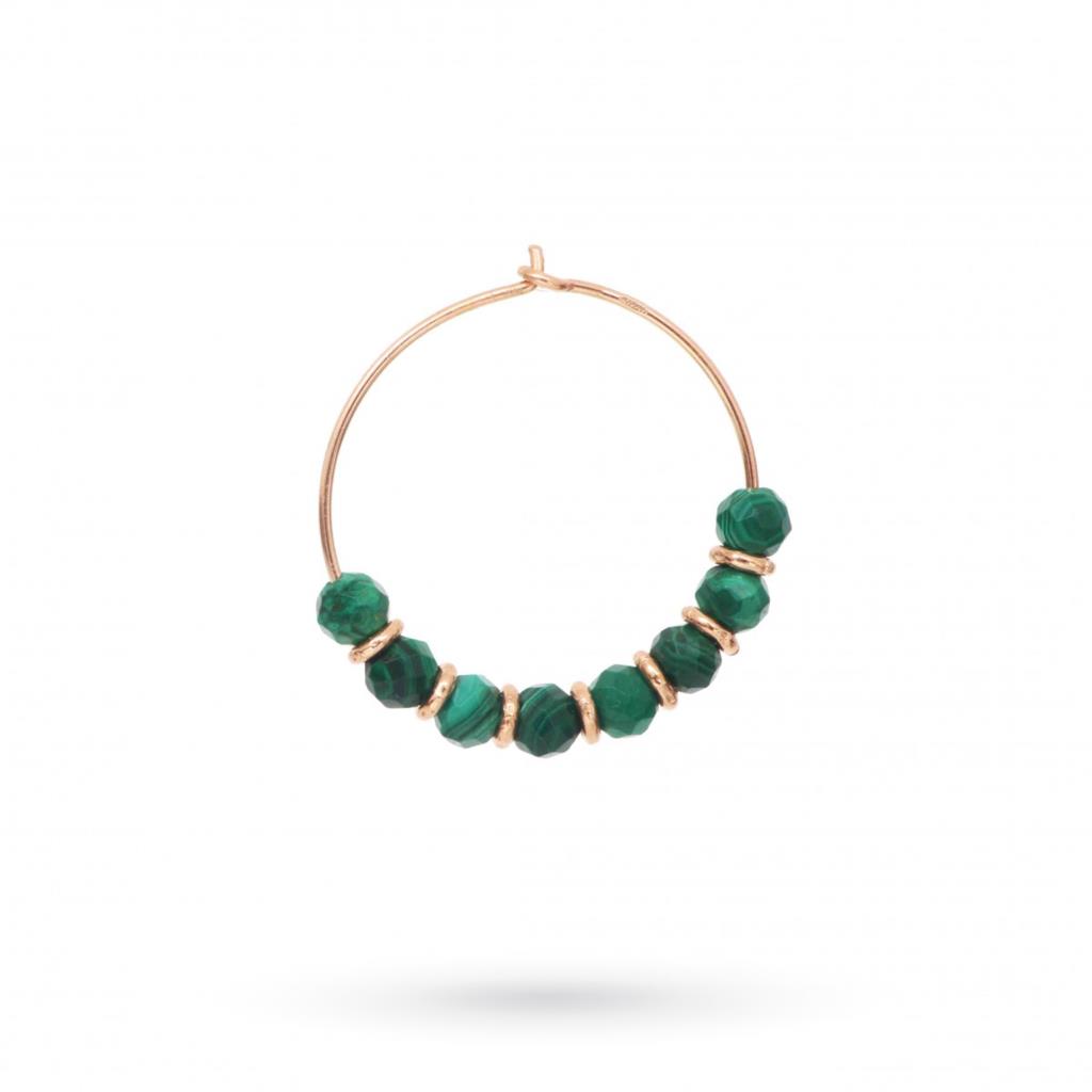 Single hoop earring with malachite in 925 silver - MAMAN ET SOPHIE
