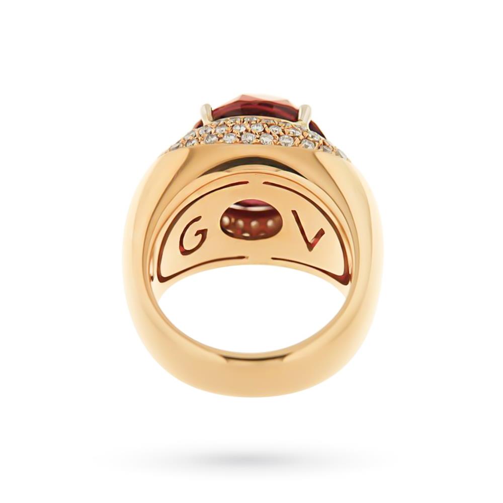 Anello Giorgio Visconti oro rosa tormalina rosa e diamanti - GIORGIO VISCONTI