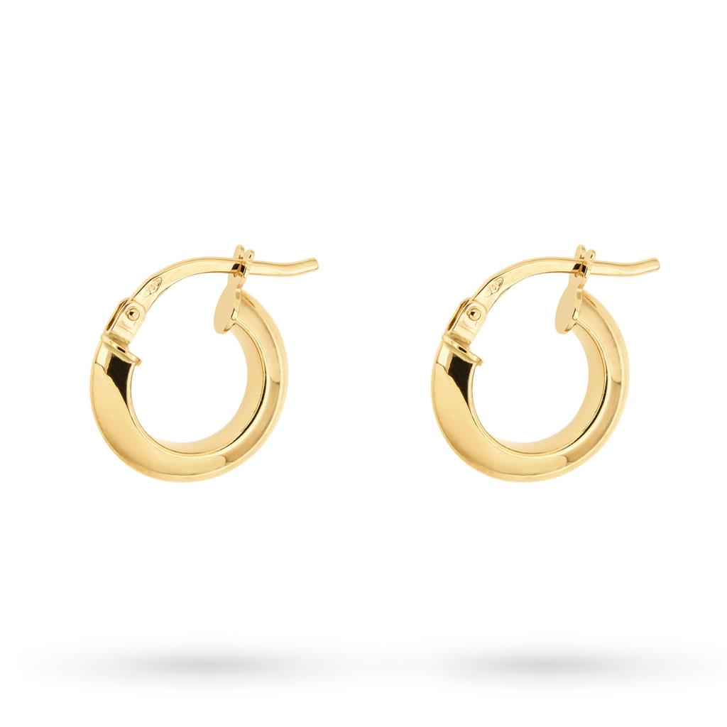 Yellow gold flattened circles earrings Ø13mm - UNBRANDED