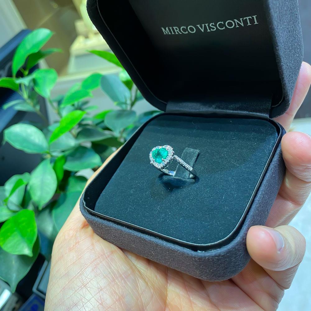 Anello smeraldo cuore 1,25ct contorno diamanti 0,24ct Mirco Visconti - MIRCO VISCONTI