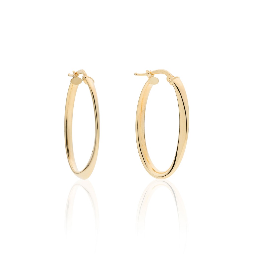 Orecchini Unoaerre 6318 a cerchio ovale in argento dorato - UNOAERRE