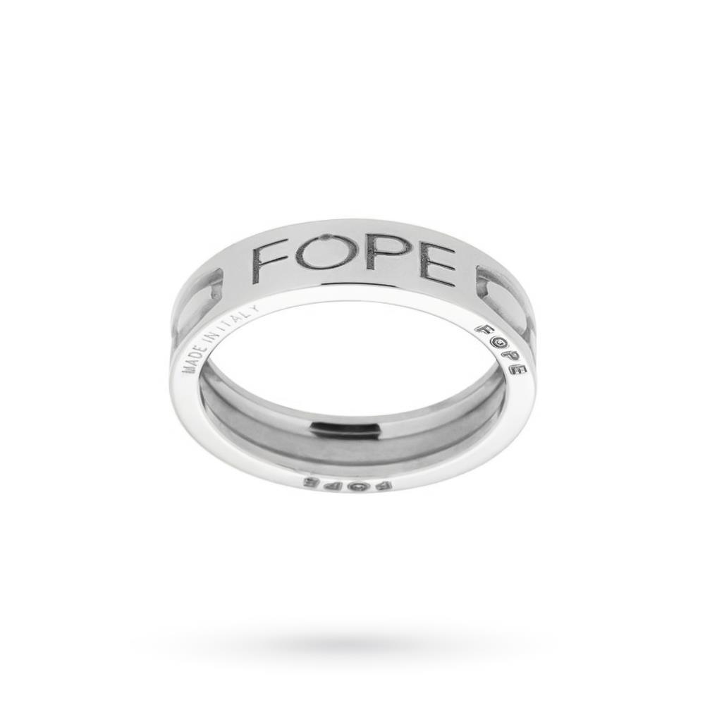 18kt white gold ring with polished and engraved surface - FOPE