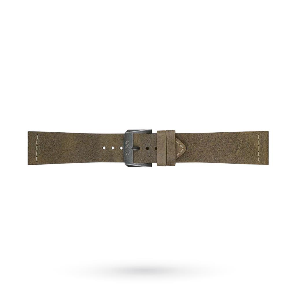 Mido olive leather strap 23mm PVD steel buckle - MIDO
