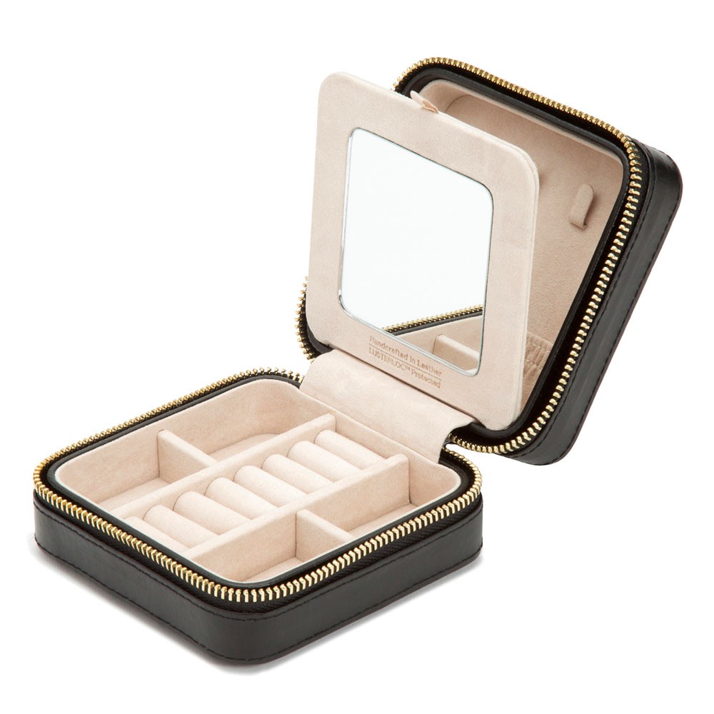 Wolf Zip Travel Jewellery Case - Black - WOLF