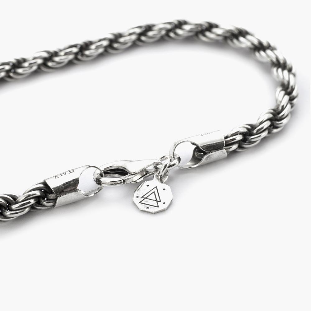 Nove25 polished burnished silver 100 rope bracelet - NOVE25