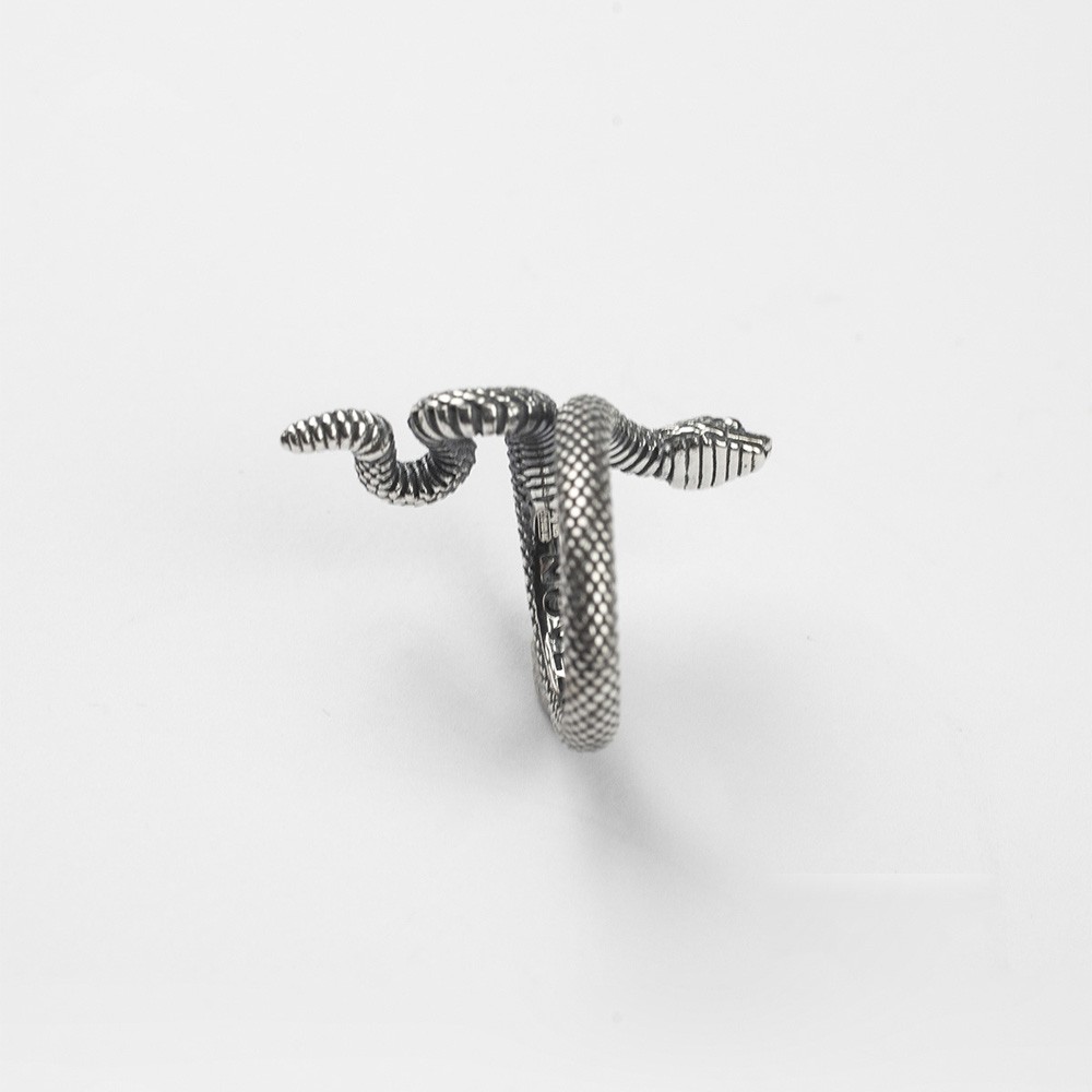  Anello serpente spinello blu argento brunito lucido Nove25 - NOVE25