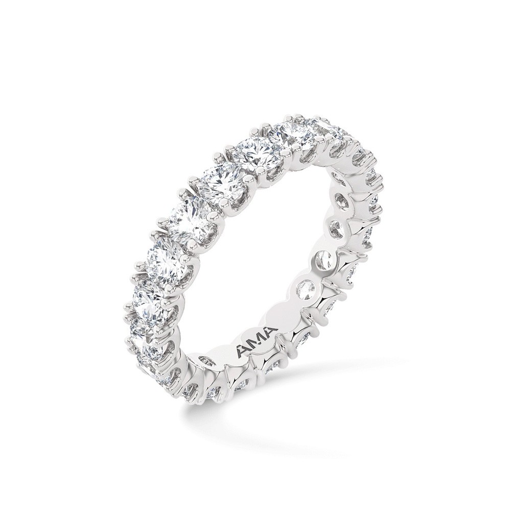 Fedina in oro bianco tuttogiro di diamanti etici