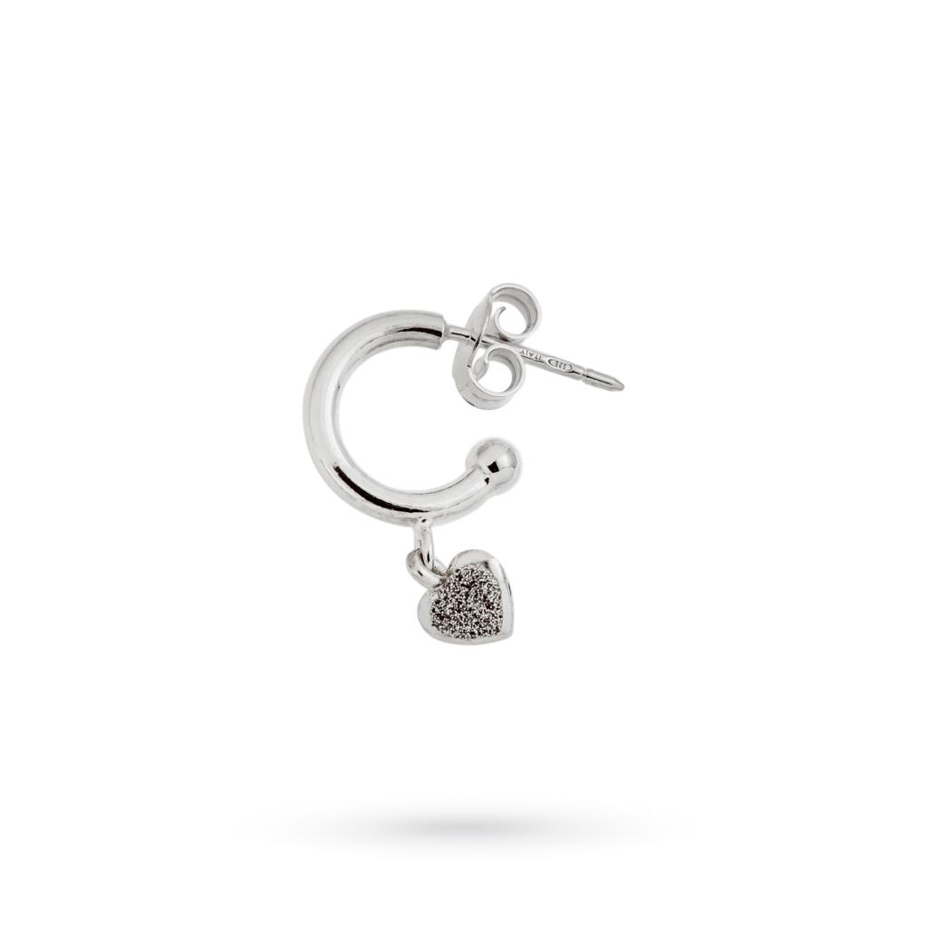 Single silver earring with little heart pendant - DODO MARIANI