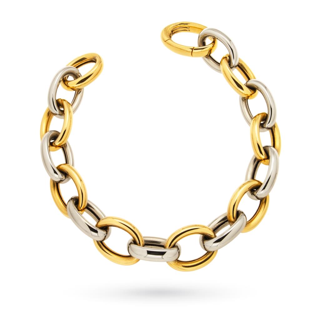 Large chain bracelet in 18kt white and yellow gold - UNBRANDED