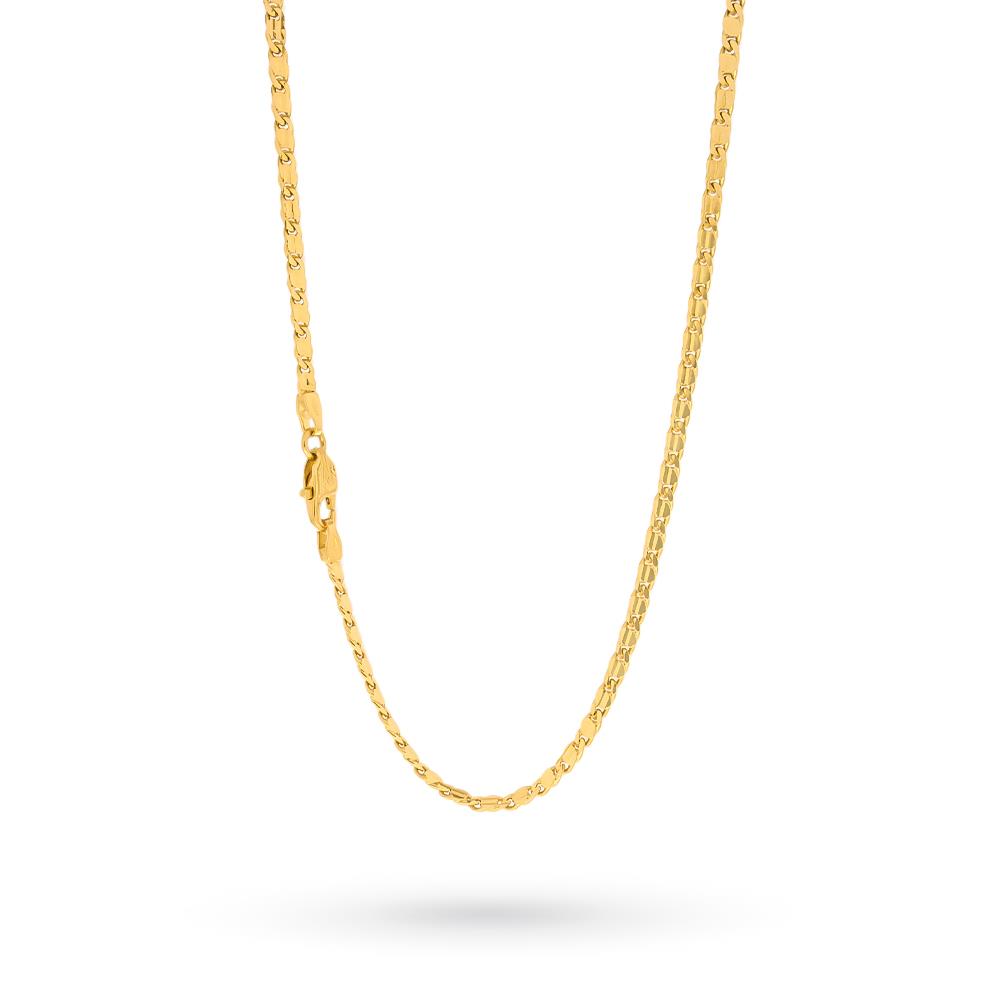 Flat striped link chain in 18kt yellow gold 44cm - LUSSO ITALIANO