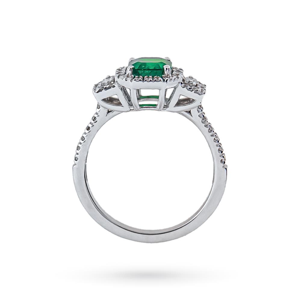  Anello smeraldo colombiano diamanti baguette e brillanti - CICALA