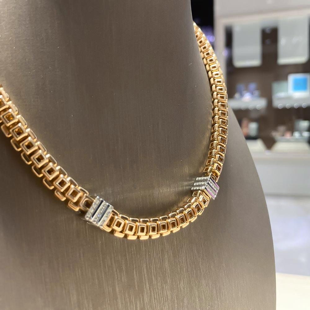  FOPE Mondrian necklace in white rose gold and diamonds 45cm - FOPE