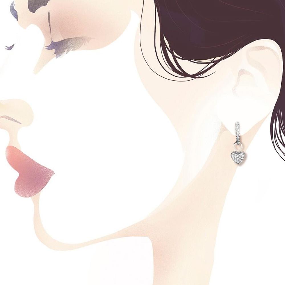  leBebe single earring LBB541 Precious heart white gold diamonds ct 0,11 - LE BEBE