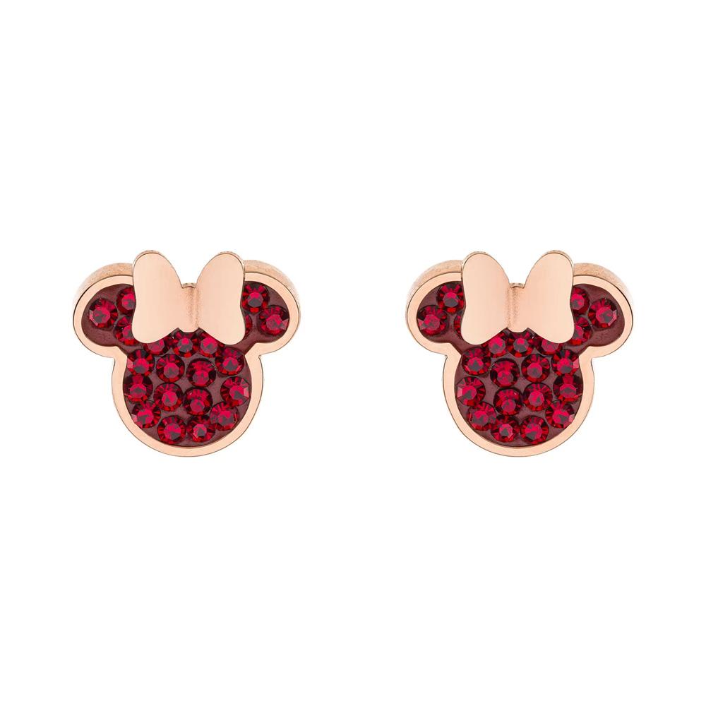 Orecchini Disney Minnie acciaio ros&egrave; cristalli rossi - DISNEY
